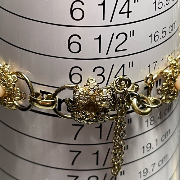 Vintage Gold Filled Panel Link Flower Bracelet Size 7 Needs Clasp See All Images - Picture 8 of 10